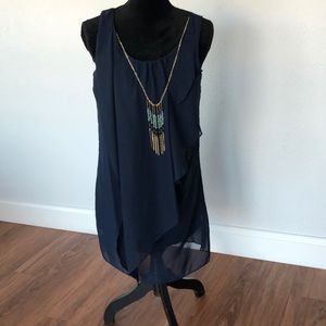 Navy Dress with Necklace